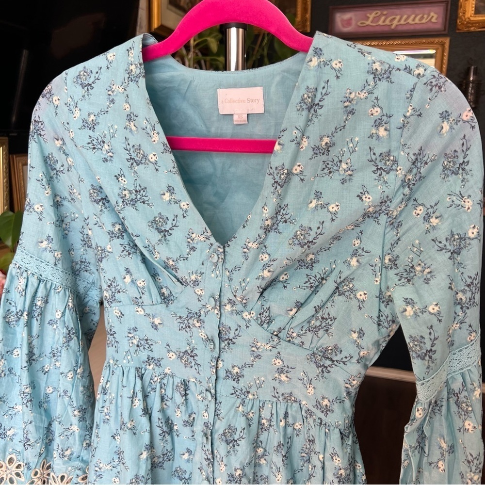 Anthropologie / A Collective Story Embroidered Balloon Sleeve Eyelet Dress XS - Picture 3 of 14